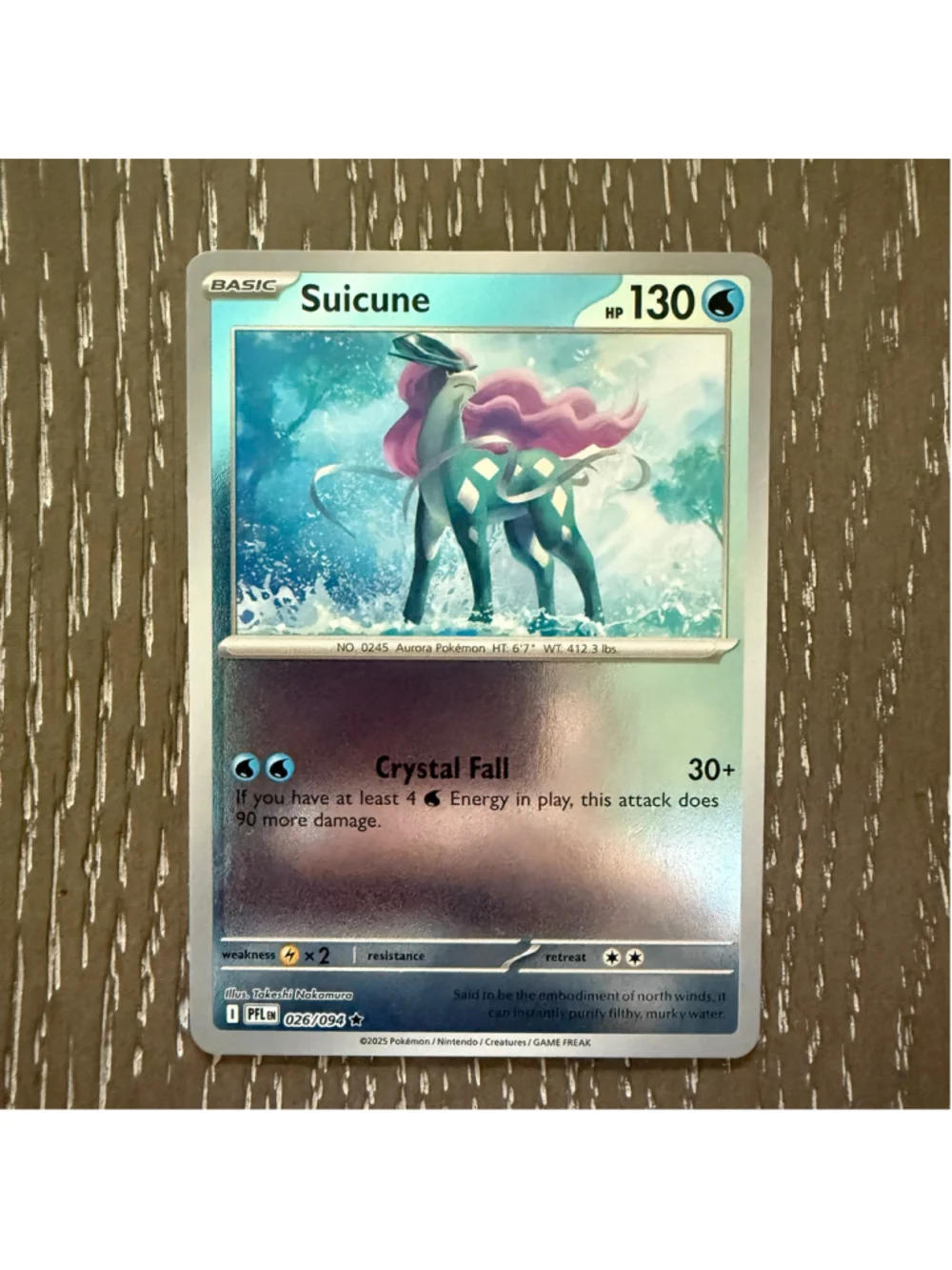 Pokémon Suicune Trading Card 026/094 Blue and White. Rare Holo